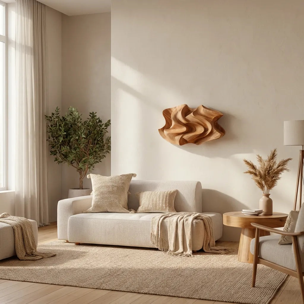 Abstract Wooden Wave Wall Sculpture