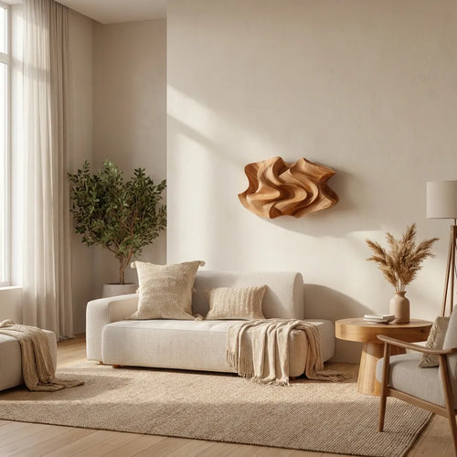 Abstract Wooden Wave Wall Sculpture