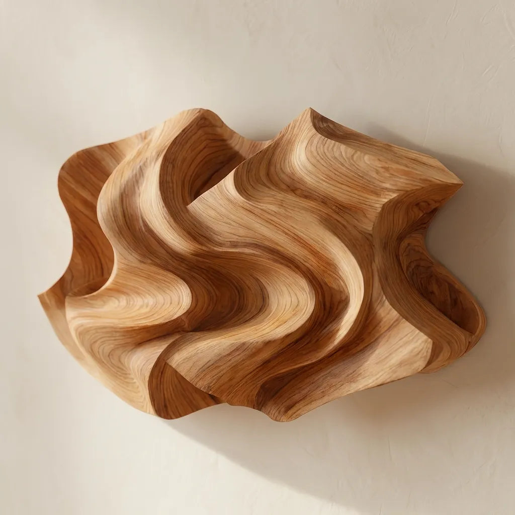 Abstract Wooden Wave Wall Sculpture