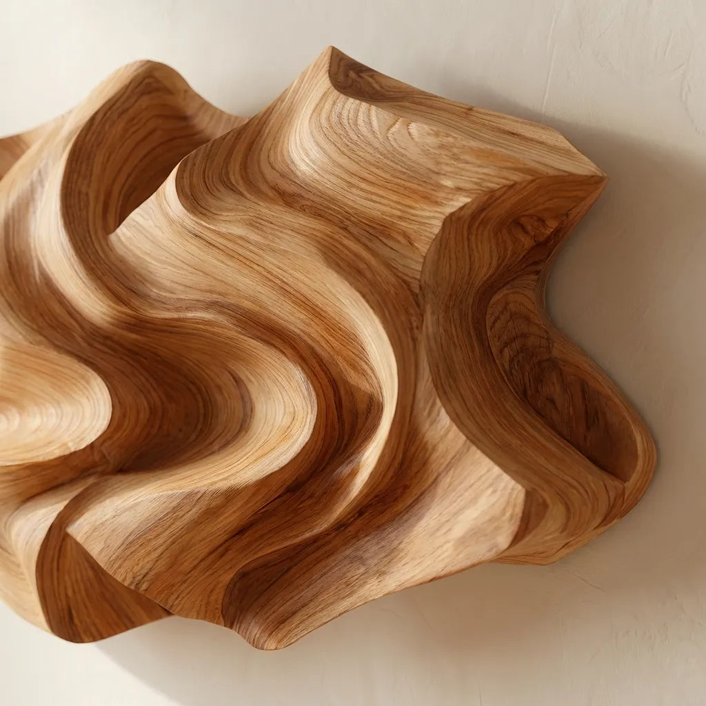 Abstract Wooden Wave Wall Sculpture