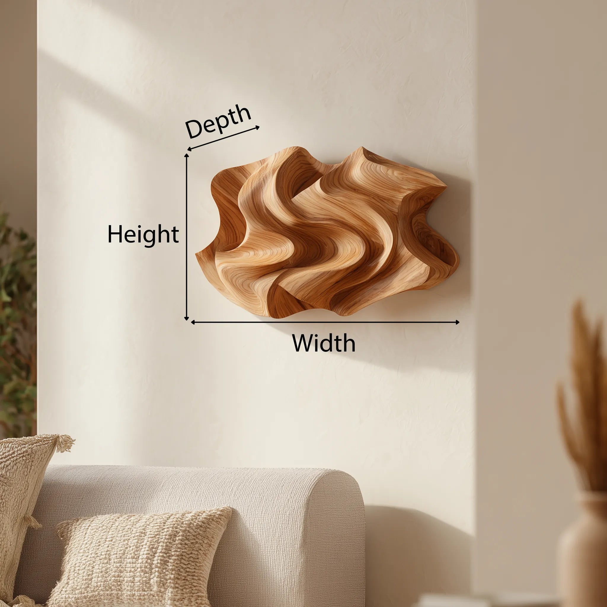 Abstract Wooden Wave Wall Sculpture