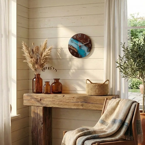 Artistic River Resin Wooden Wall Clock