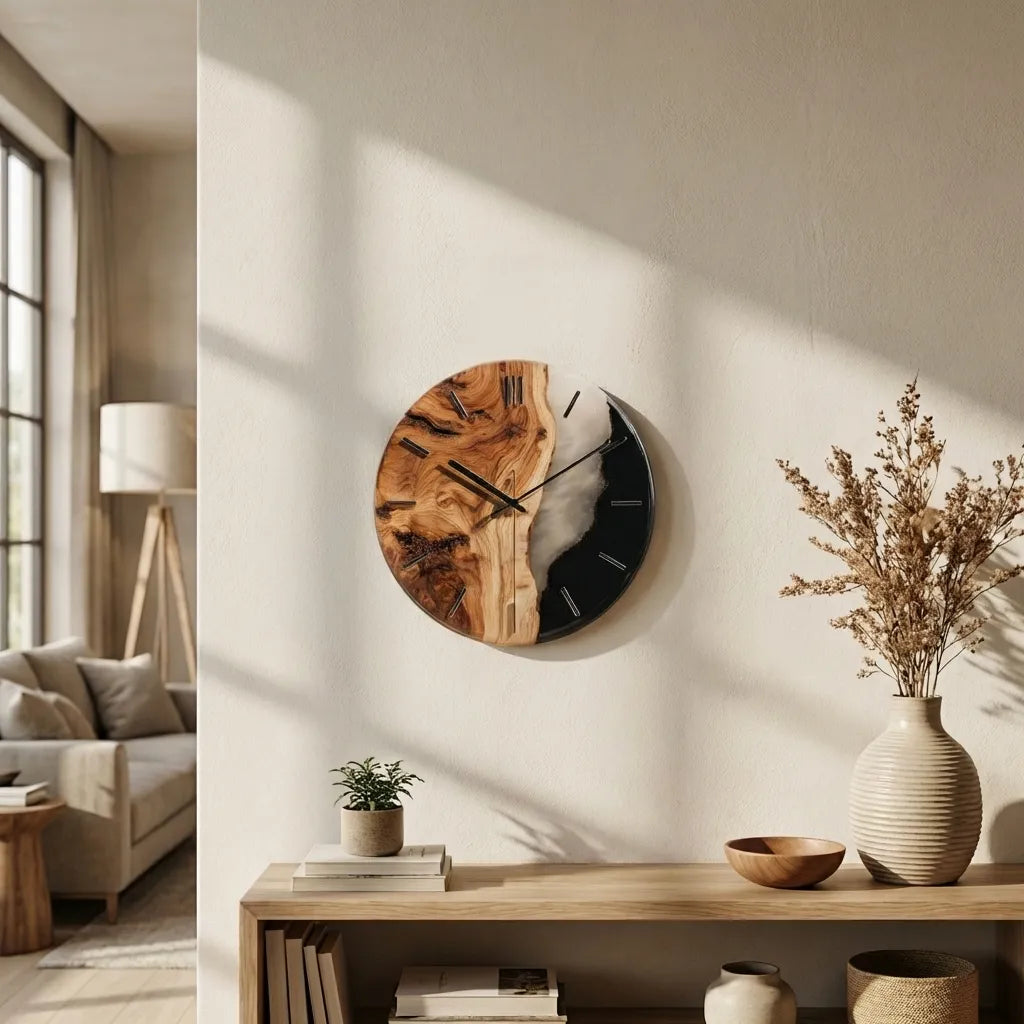 Artistic Split Wooden Resin Wall Clock