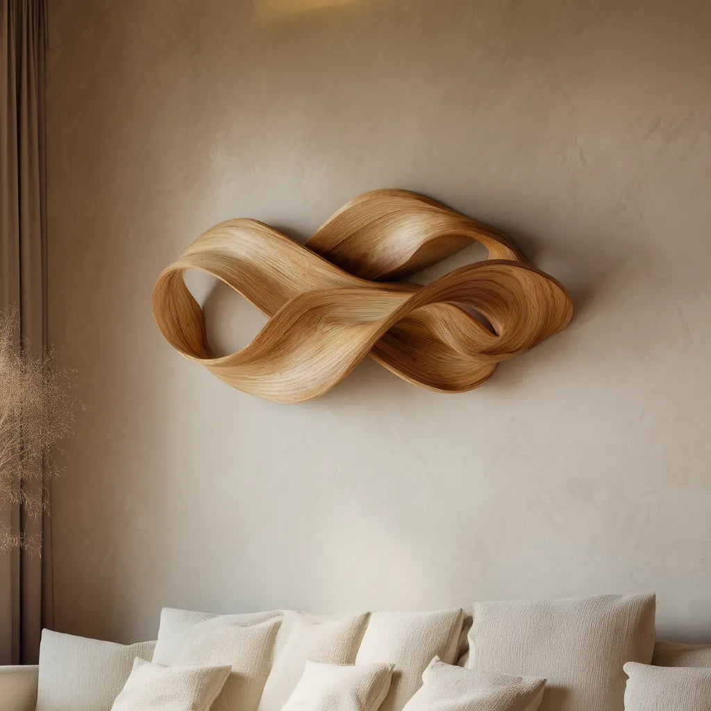 Contemporary Wooden Ribbon Wall Sculpture