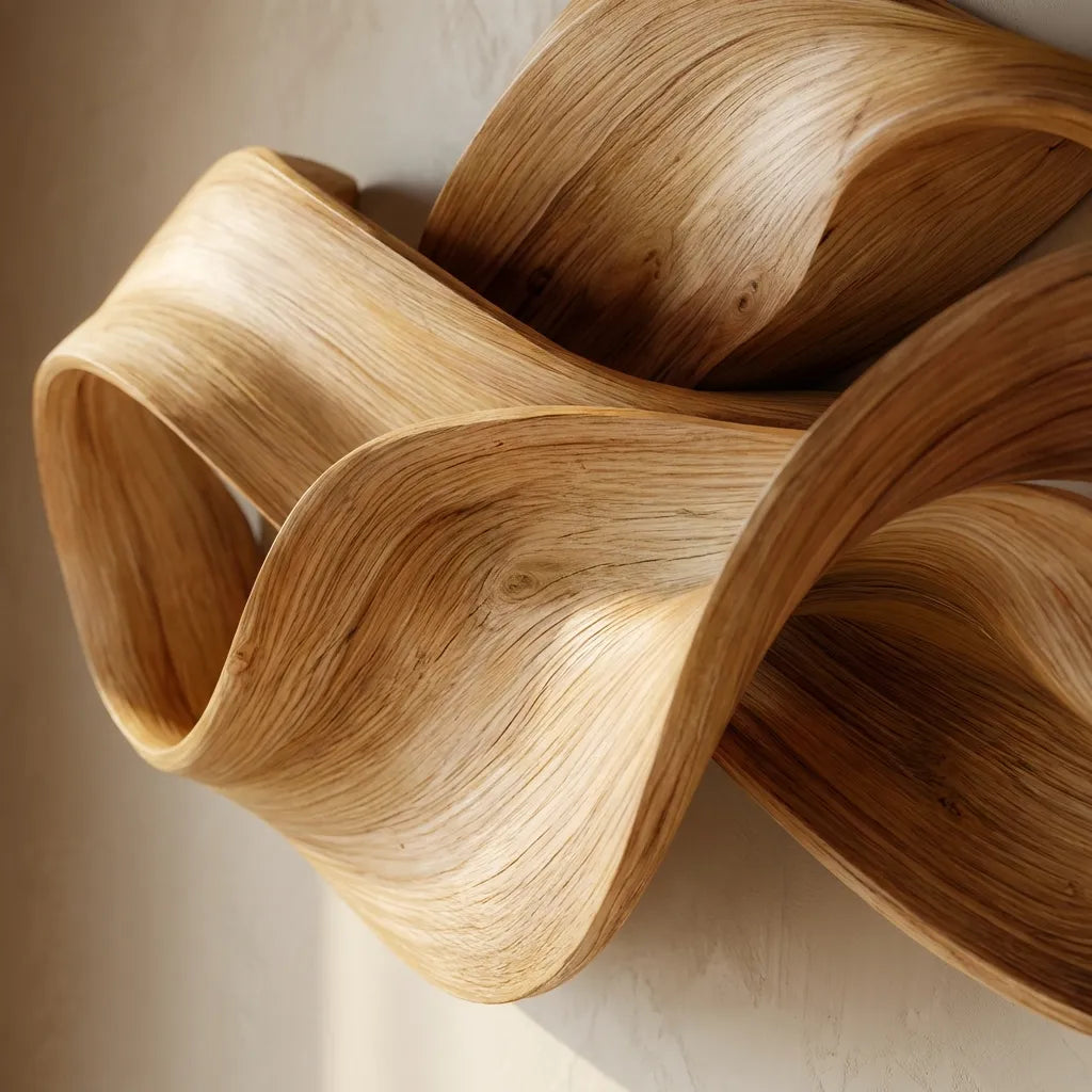 Contemporary Wooden Ribbon Wall Sculpture