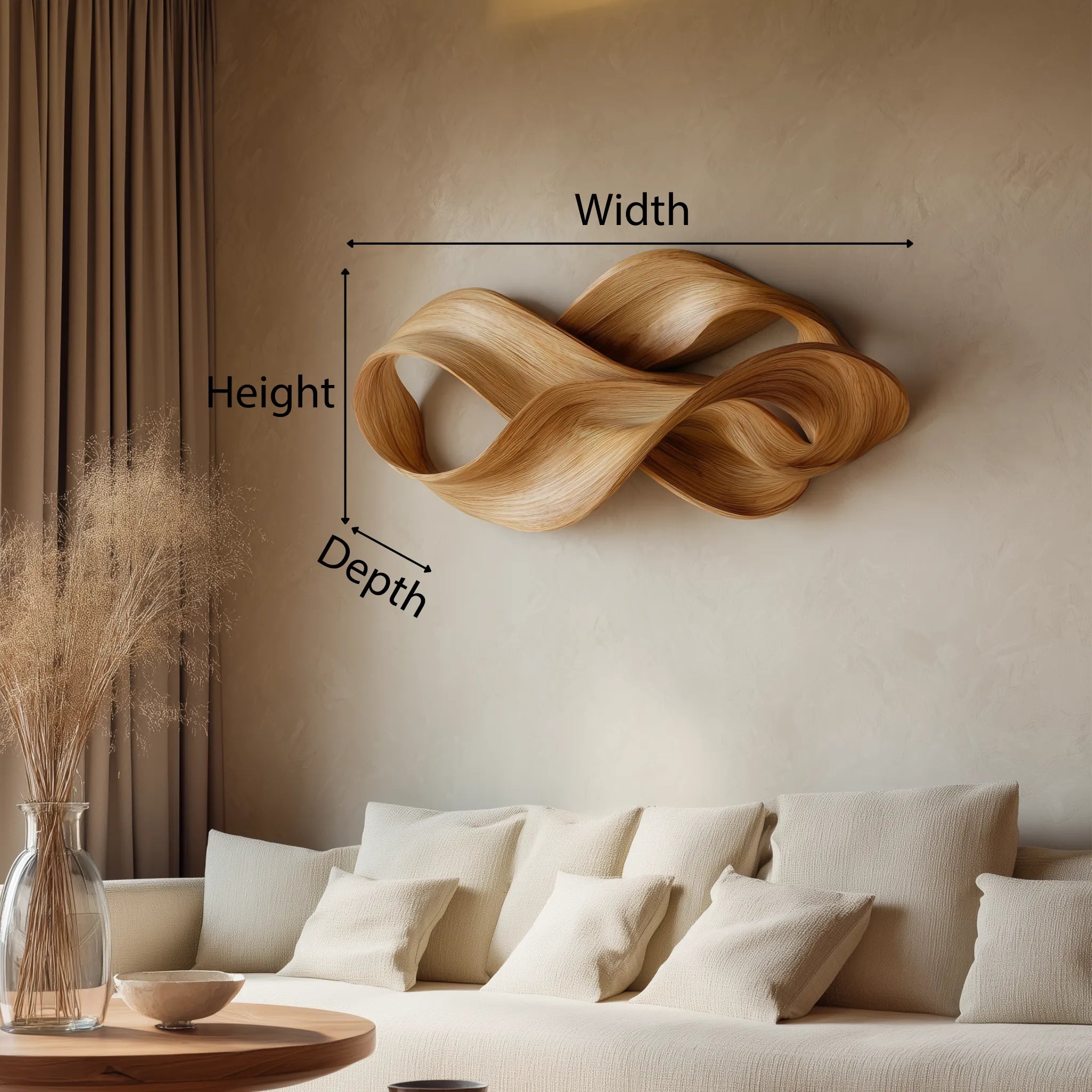 Contemporary Wooden Ribbon Wall Sculpture